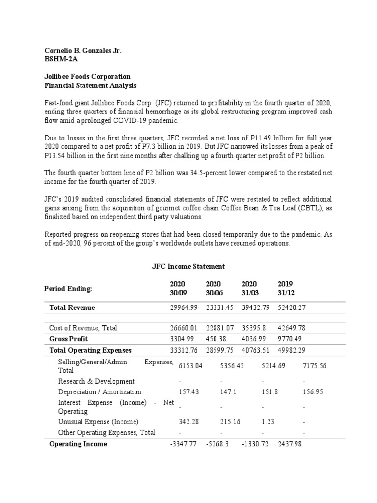 Jollibee Foods Corporation 2023 Financials | PDF | Expense | Stocks