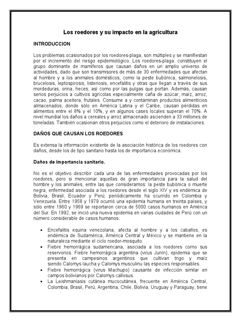 Impacto de los Roedores en la Agricultura | PDF | Agricultura | Roedor