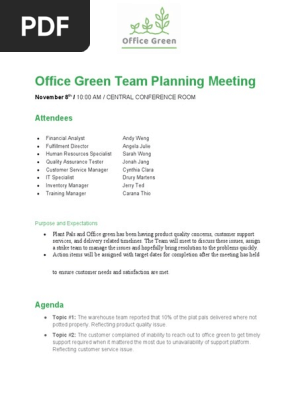 Office Green Meeting Agenda