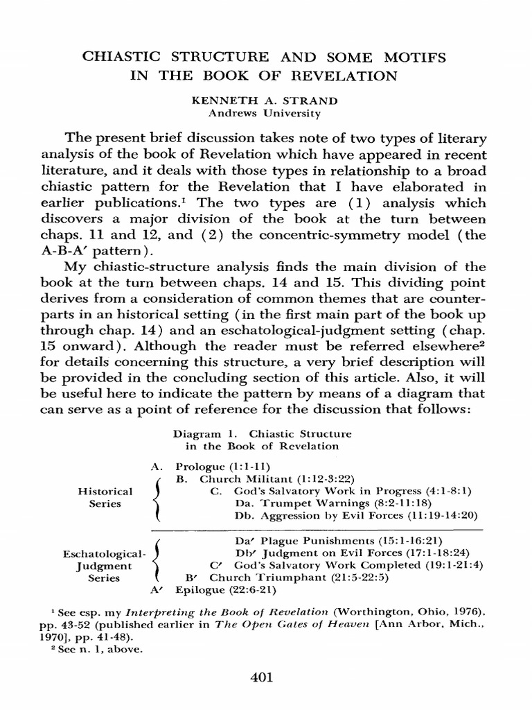 Chiastic Structure And Some Motifs In The Book Of Revelation Pdf