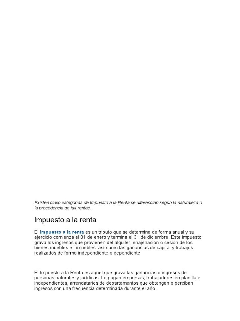 Clasificación del Impuesto a la Renta | PDF | Impuesto sobre la renta ...