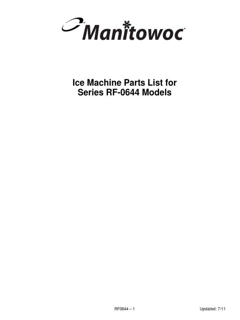 Manitowoc Ice Machine Parts List For Series RF0644 Models Download