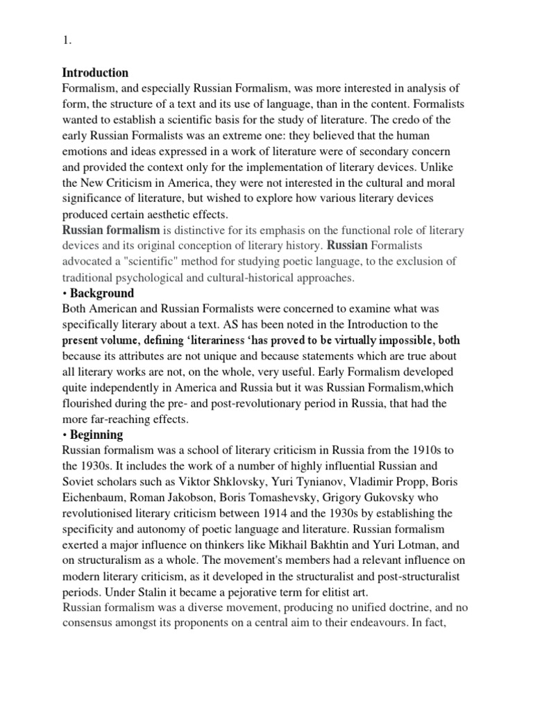 Russian Formalism | PDF | Classics