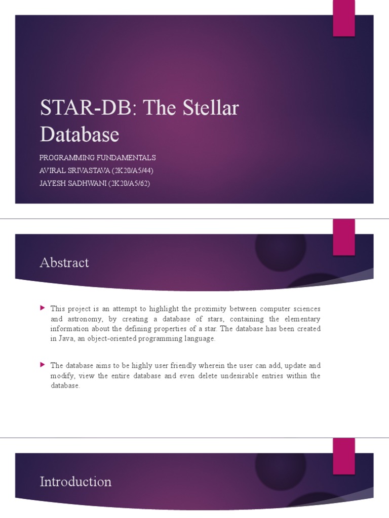 STAR-DB: Stellar Database in Java | PDF | Object Oriented Programming ...