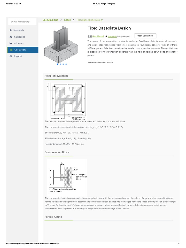 Fixed Base Plate DesignECPLUS Design PDF Column Screw