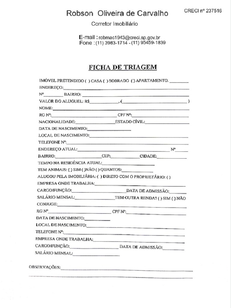 Ficha de Triagem | PDF