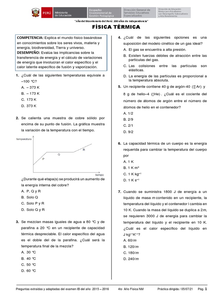 Actividades sobre Calor y Temperatura | PDF | Gases | Calor