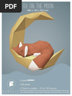 Fox on the Moonlight papercraft by Bumagid 