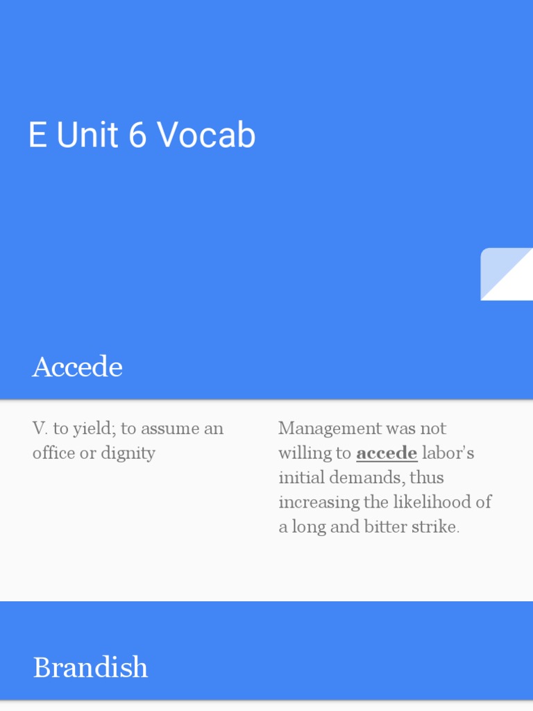 E Unit 6 Vocab | PDF