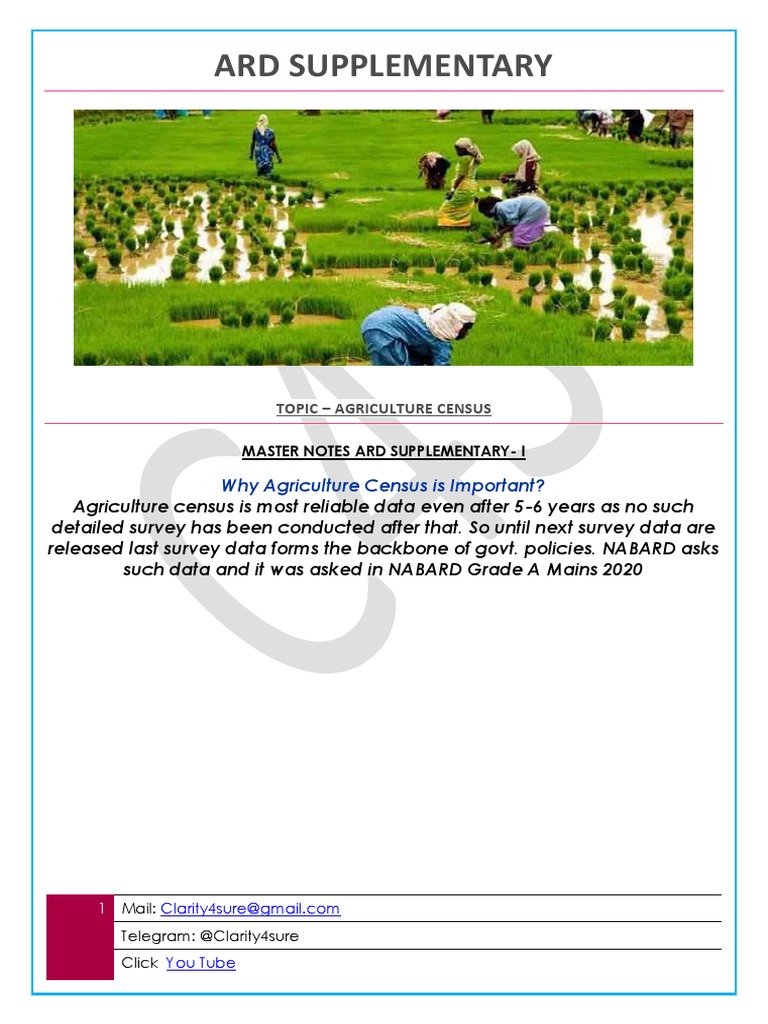 Ard Supplementary Why Agriculture Census Is Important? PDF