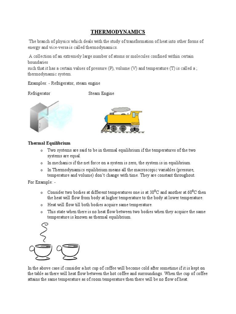 THERMODYNAMICS Notes | PDF | Heat | Thermodynamic Equilibrium