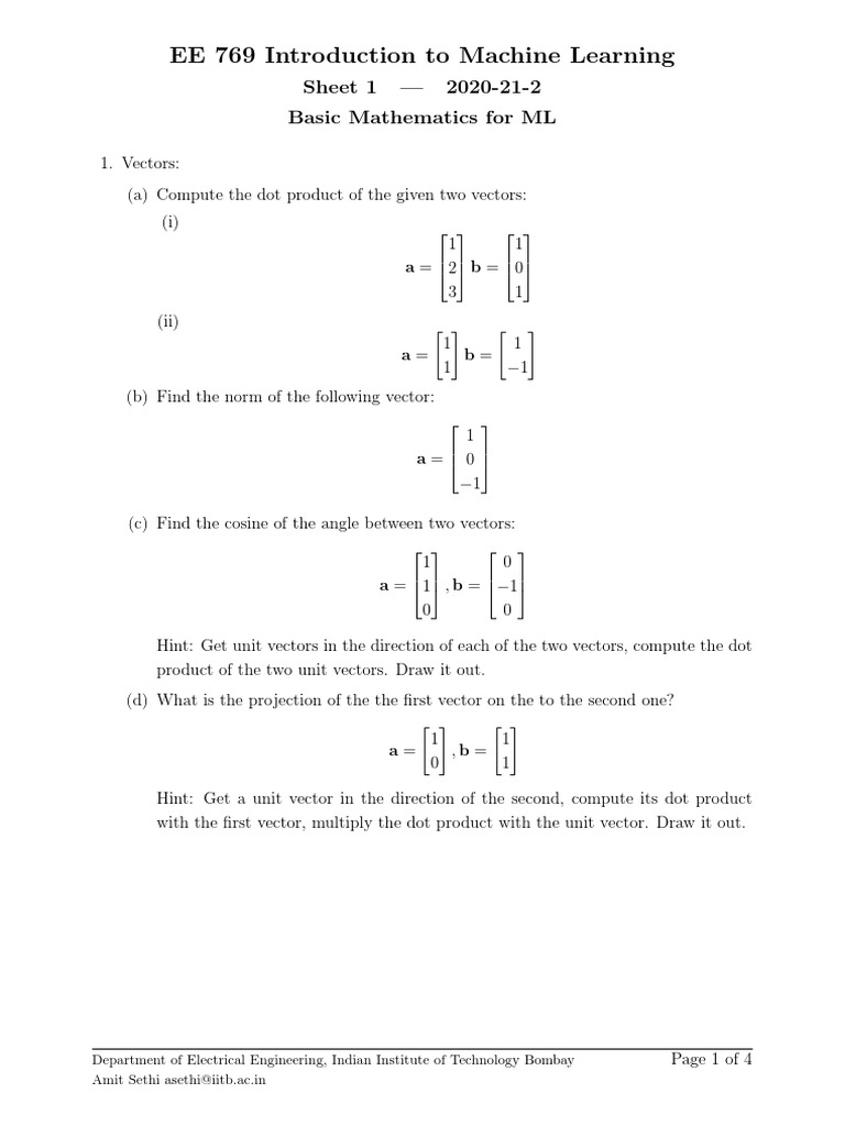 Machine Learning Math Primer | PDF | Matrix (Mathematics) | Probability ...