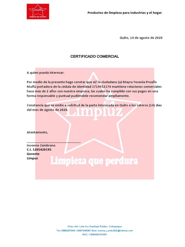 Certificacion De Trabajomodelo De Certificado De Empresa