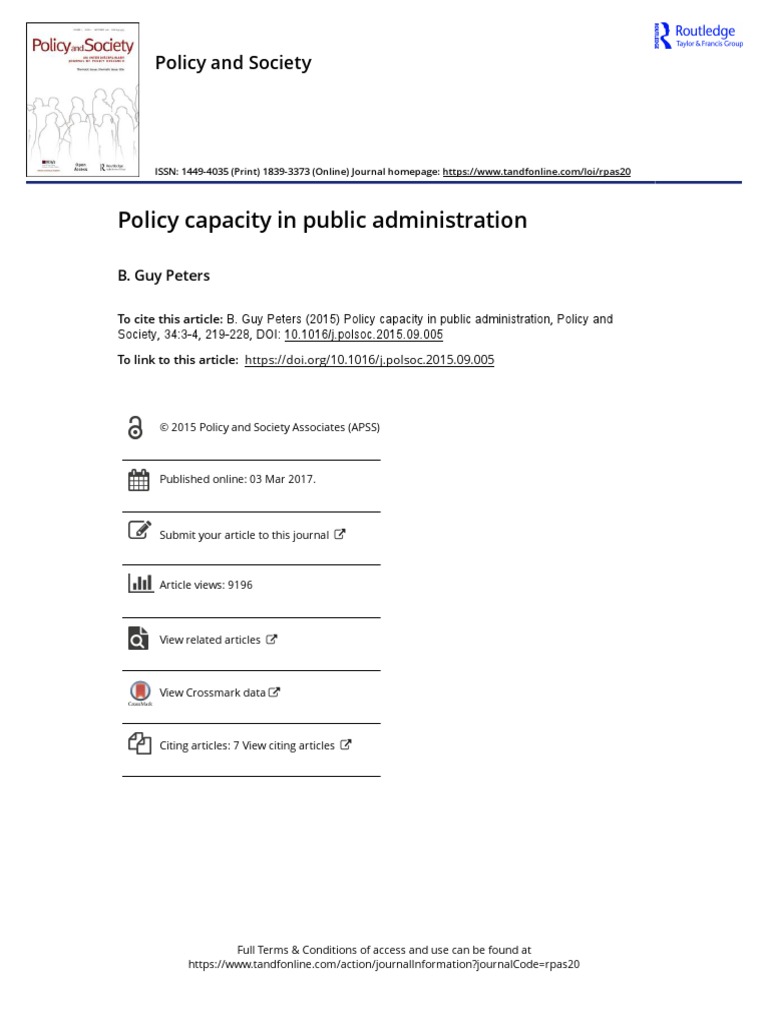 Policy Capacity in Public Administration | PDF | Policy | Bureaucracy
