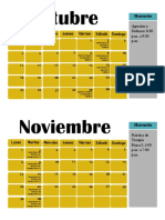 Calendario Octubre, Noviembre, Diciembre