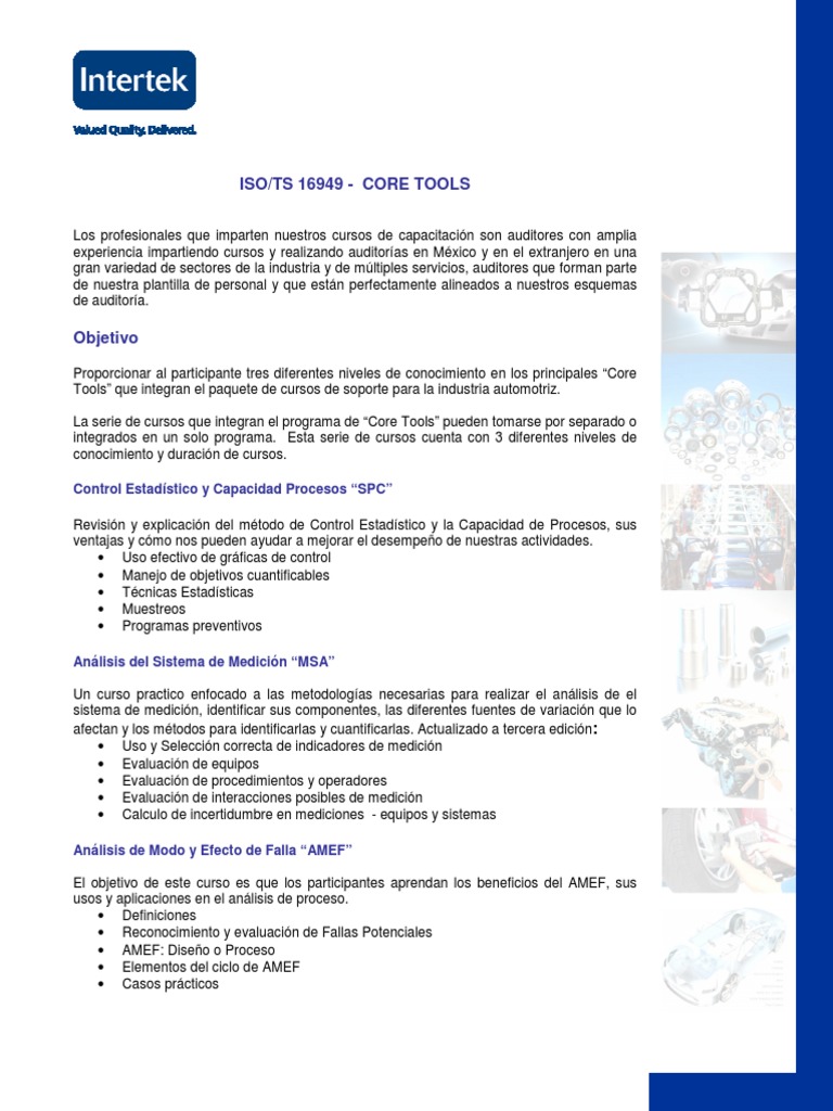 Capacitación en Core Tools ISO/TS 16949 | PDF | Calidad (comercial ...
