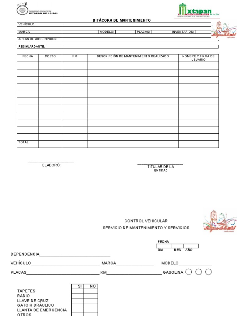 Formato Bitacora de Mantenimiento de Vehiculos | PDF