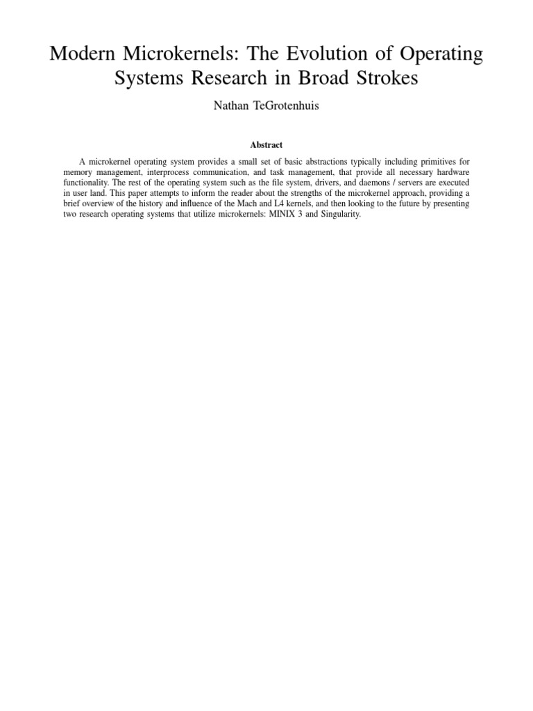 Microkernels: Evolution and Future Insights | PDF | Kernel (Operating ...