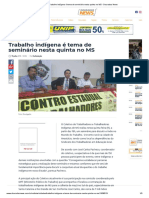 Trabalho Indígena É Tema de Seminário Nesta Quinta No MS - Dourados News