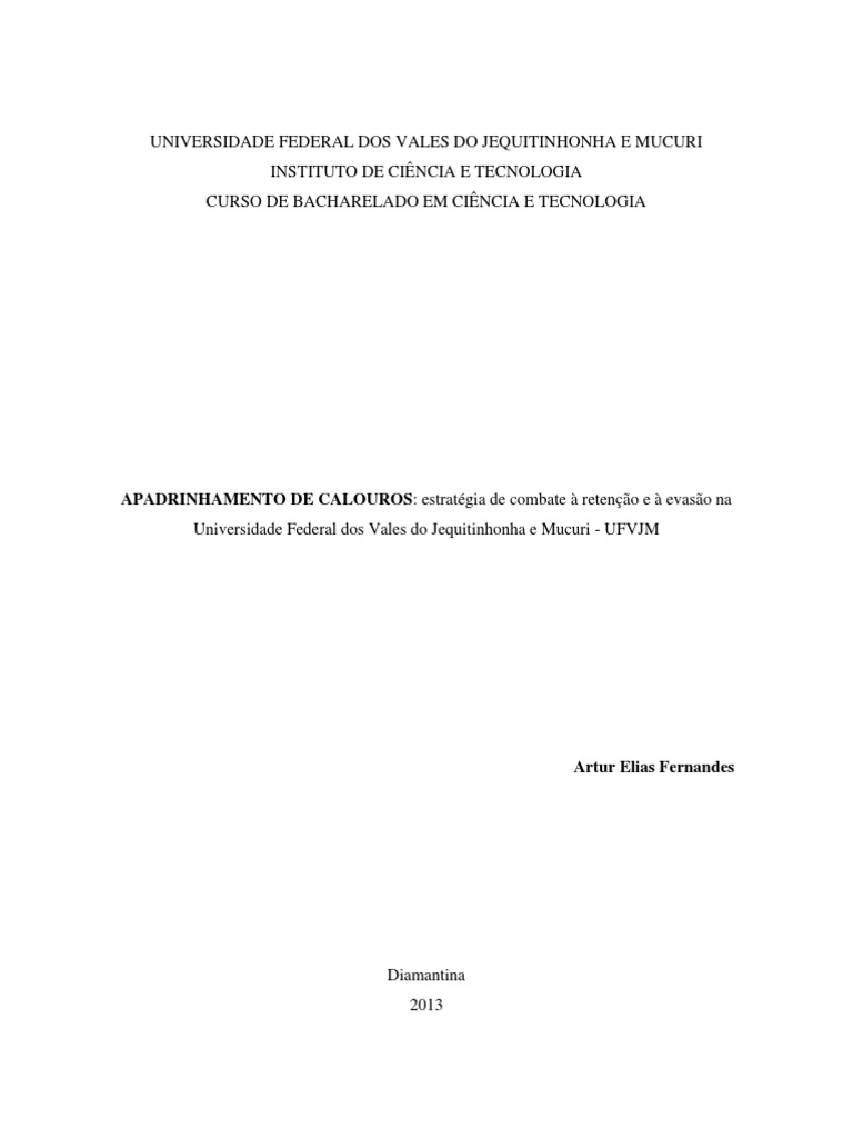 Apadrinhamento de Calouros na UFVJM | PDF | Sociologia | Science, image size:768x1024