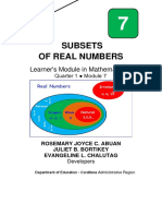 Subsets of Real Numbers: Learner's Module in Mathematics 7