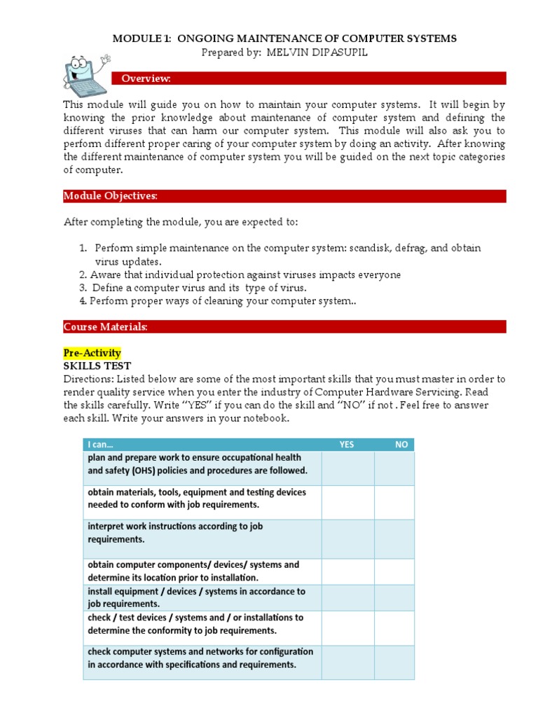 Module 1-Ongoing Maintenance of Computer Systems | PDF | Computer Virus ...