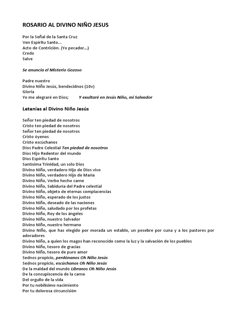 Rosario Al Divino Niño Jesus | PDF