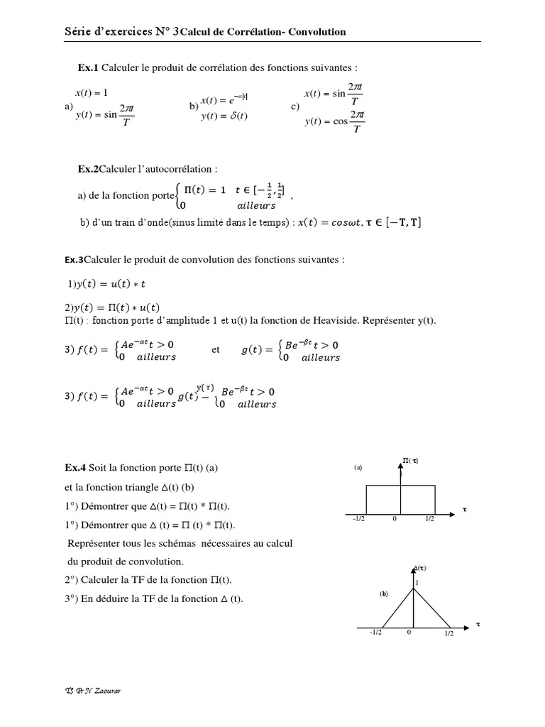 Exercices de Corrélation et Convolution | PDF | Analyse mathématique ...