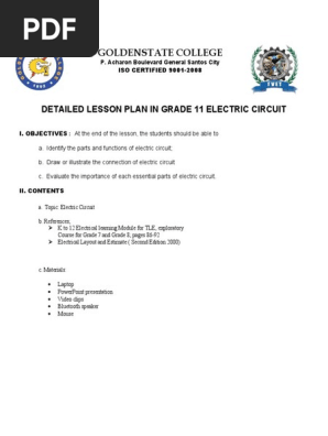 Detailed Lesson Plan in Grade 11 Tle Electricity @19