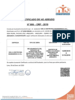 Certificado de N o Adeudo Nº006 - 20601898463 - Soil & Geotecnia Ingenieros Eirl - 2020