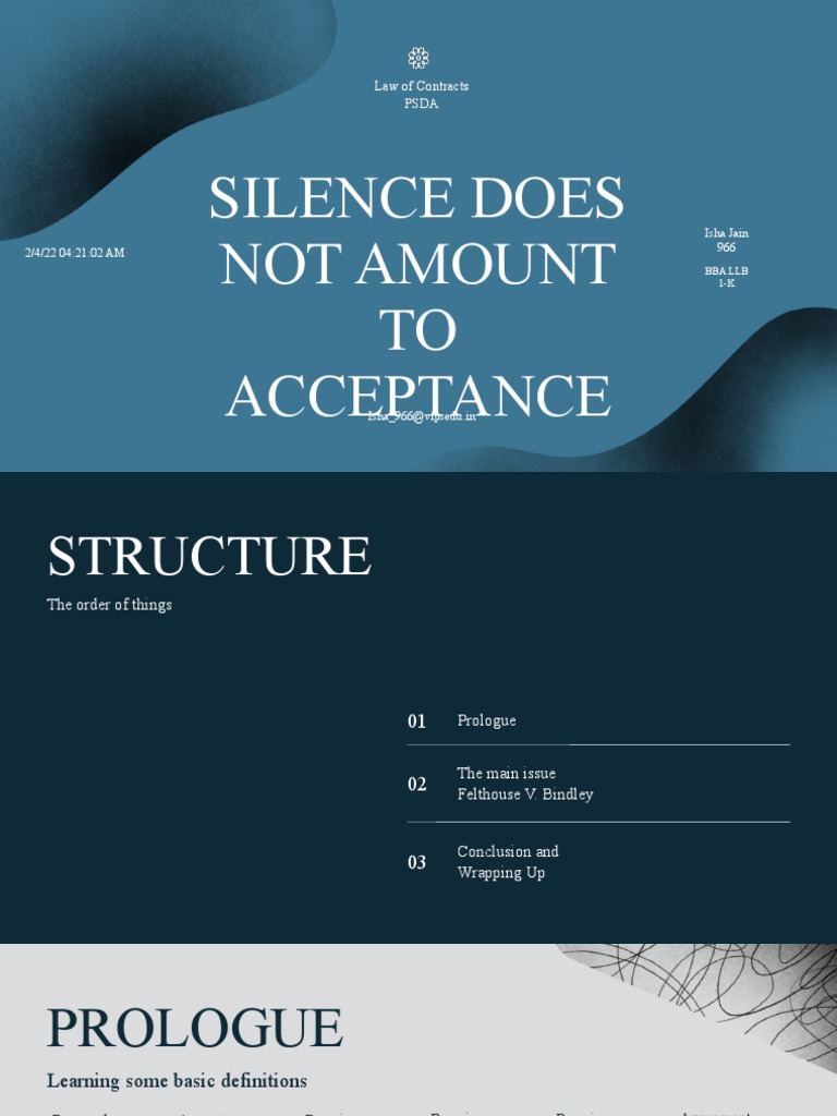 Silence Does Not Amount To Acceptance PDF Offer And Acceptance