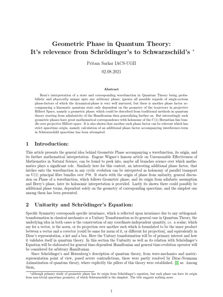 Geometric Phase in Quantum Theory - Pritam Sarkar - 201901000302038 ...
