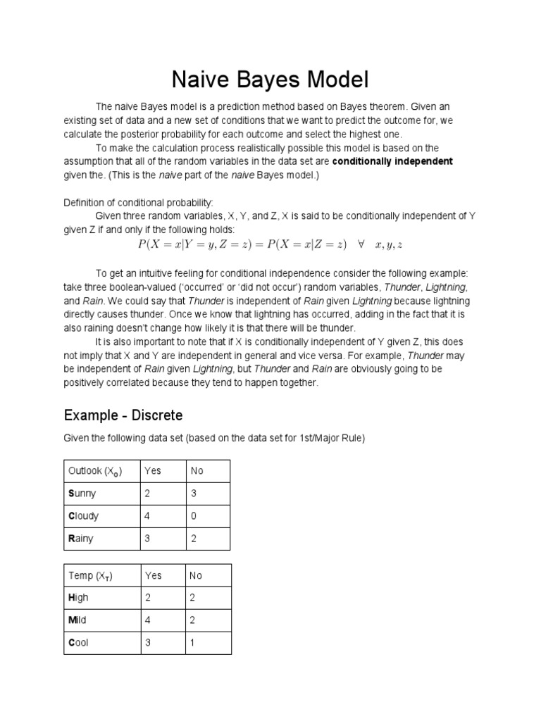 Naive Bayes Model: Example - Discrete | Descargar gratis PDF | Random ...