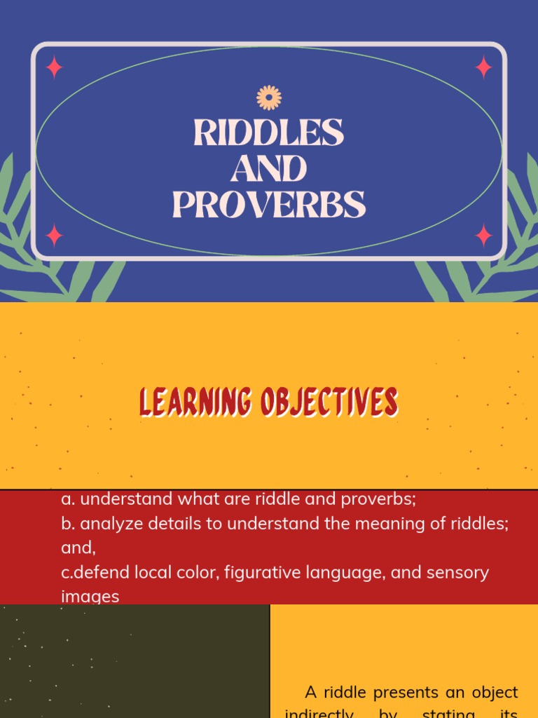 Riddles and Proverbs PDF Proverb