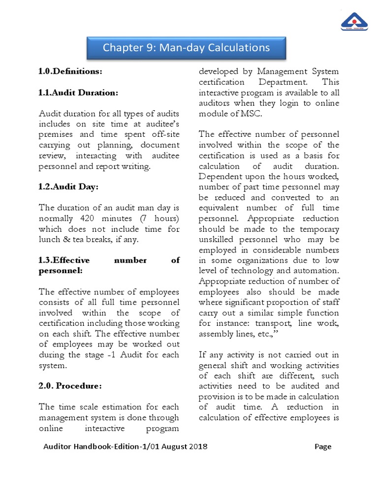 Audit Duration and Man-Day Calculations | PDF | Audit | Financial Audit