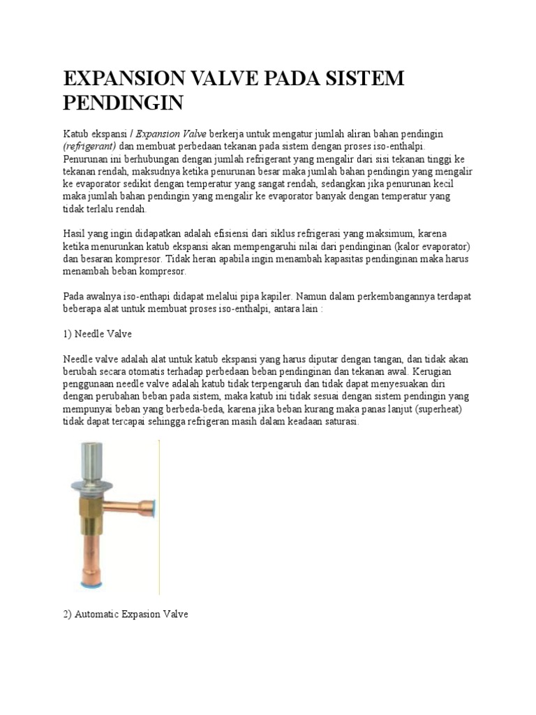 Expansion Valve Pada Sistem Pendingin PDF