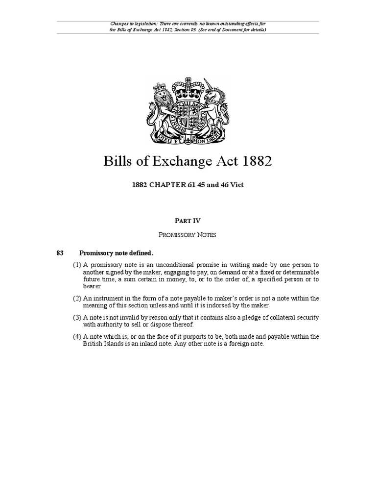 Bills of exchange act 1882 part 4 chapter 61 45 46 pdf