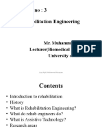 Lecture No: 3 Rehabilitation Engineering: Mr. Muhammad Moazzam Lecturer (Biomedical Department) University of The Lahore