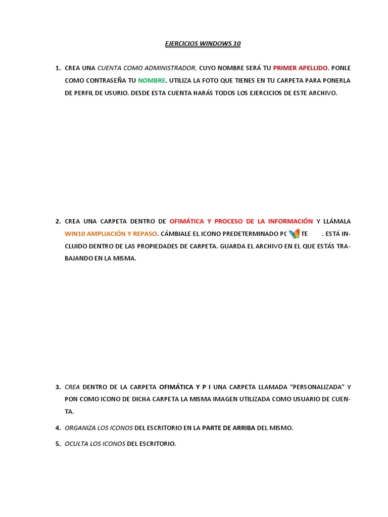 Ejercicios de Soporte Windows 10 | PDF | Archivo de computadora | Software