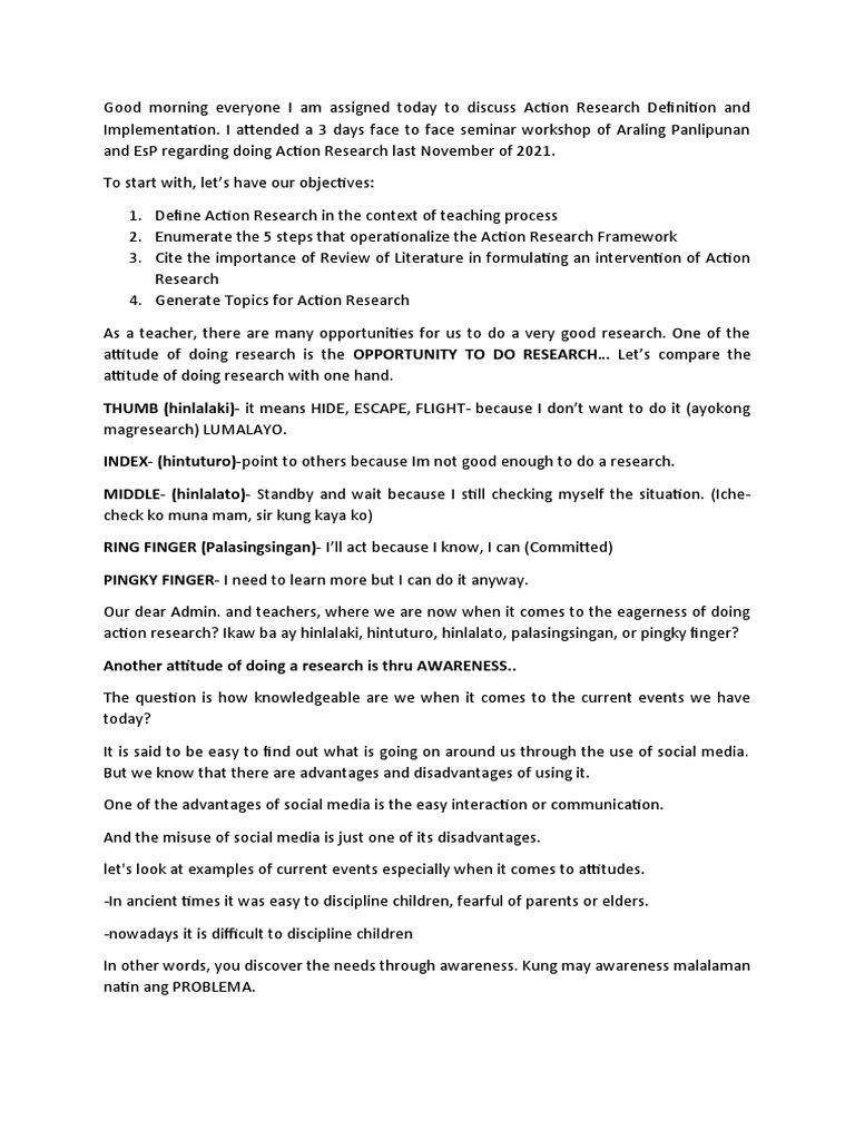 Script For Inset PDF Action Research Science