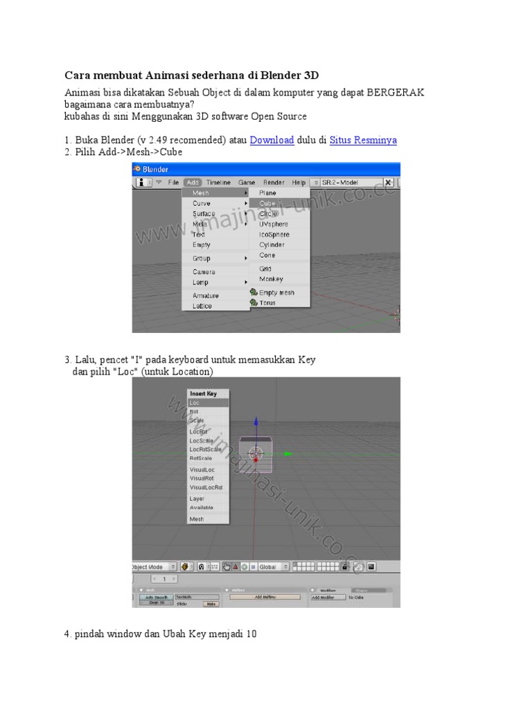 Cara Membuat Animasi Sederhana Di Blender 3D Cara Membuat Animasi Sederhana Di Blender 3D