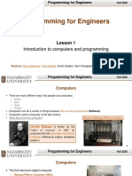 Programming For Engineers: Introduction To Computers and Programming