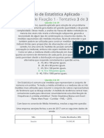 Exercício de Estatística Aplicada - Exercício de Fixação 1 - Tentativa 3 de 3