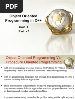 Object Oriented Programming in C++: Unit 1 Part - 1