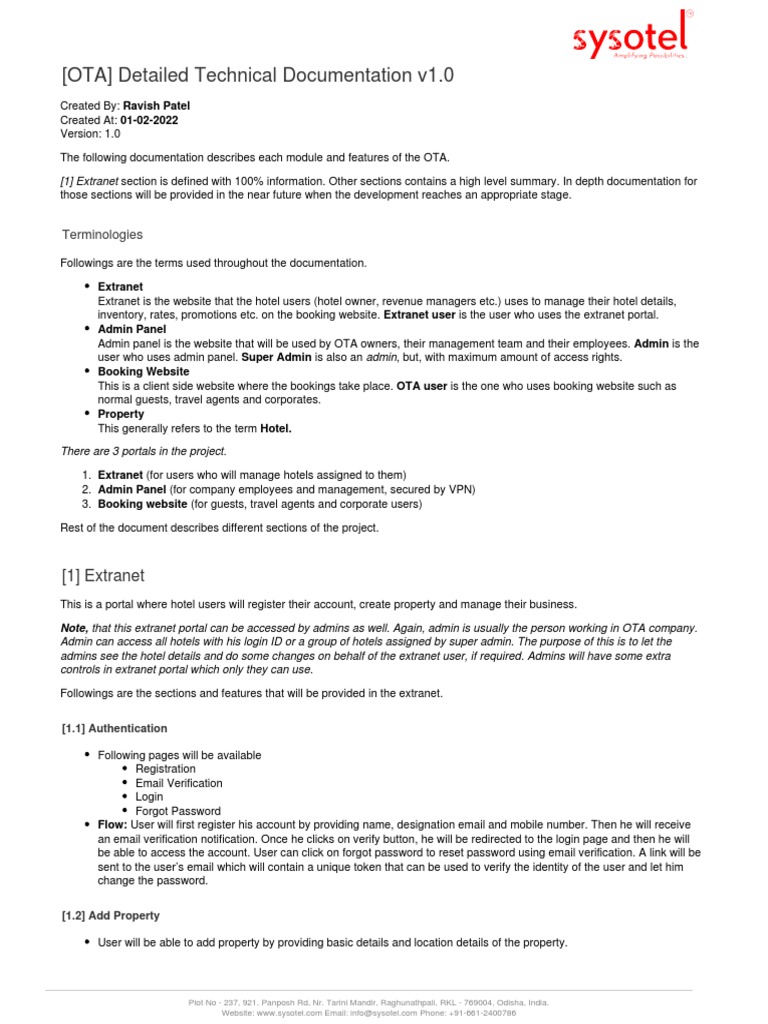 (OTA) Detailed Software Documentation v1.0 | PDF | Password | Documentation