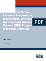 Reasons For Driver License Suspension, Recidivism, and Crash Involvement Among Drivers With Suspended/ Revoked Licenses