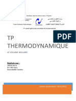 TP Thermodynamique: Le Volume Molaire