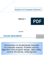 CS161: Introduction To Computer Science I: Week 1