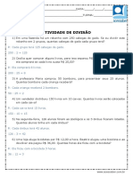 Divisão de números em atividades de matemática