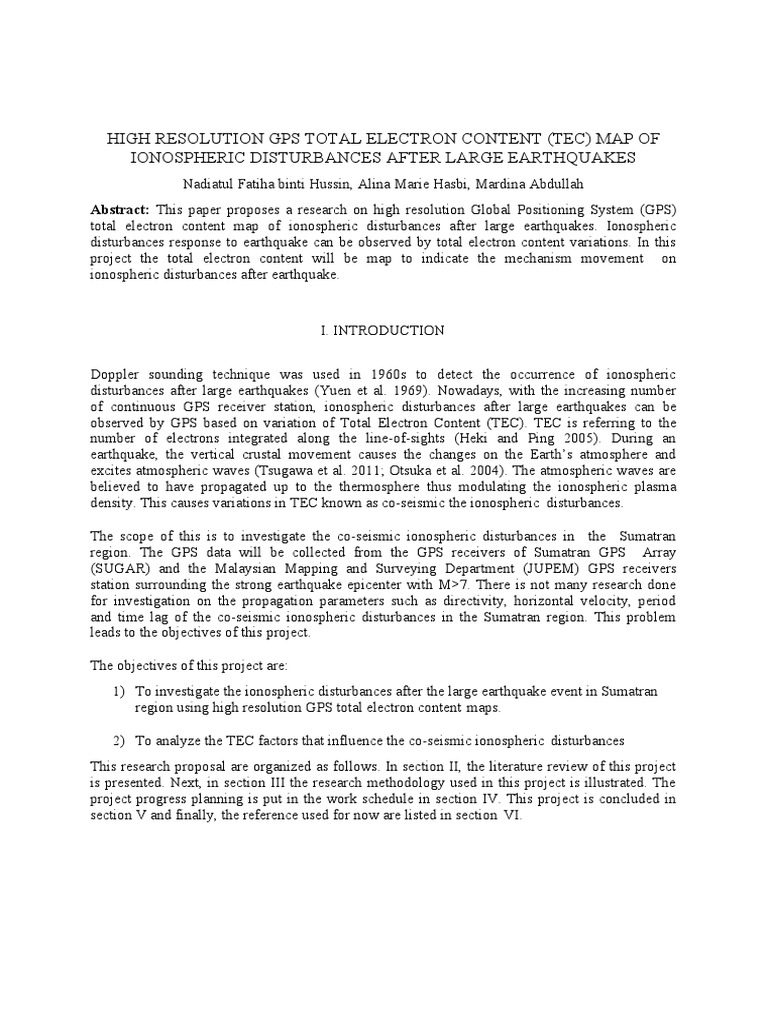 Sample Research Proposal KT | PDF | Ionosphere | Global Positioning System